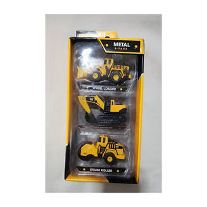 cat metal 3 pack wheel loader, excavator and steam roller